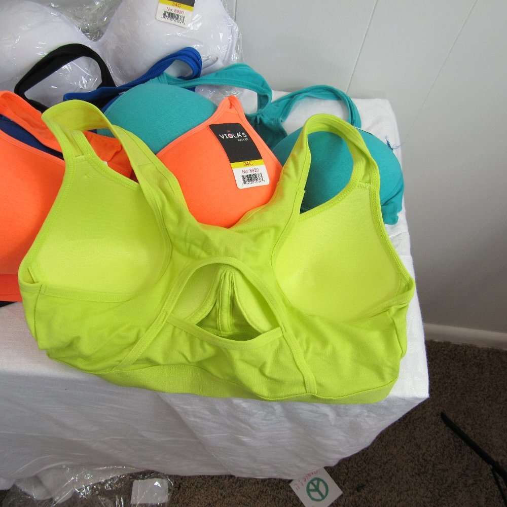 6 Viola's 34C sports bra's racerback multi color. - Picture 3 of 4